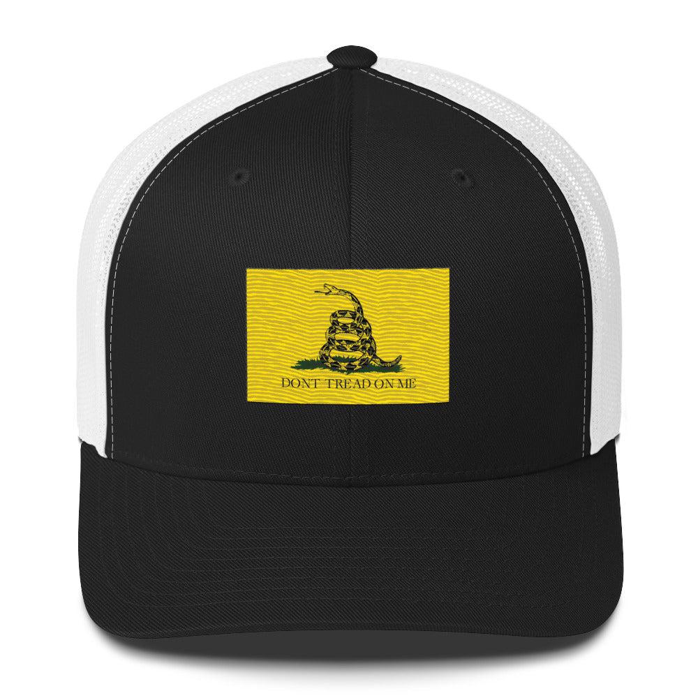 Embroidered "Don't Tread on Me" Gadsden Flag | Retro Trucker Cap Retro Trucker Cap Gun Beaver Black/ White  