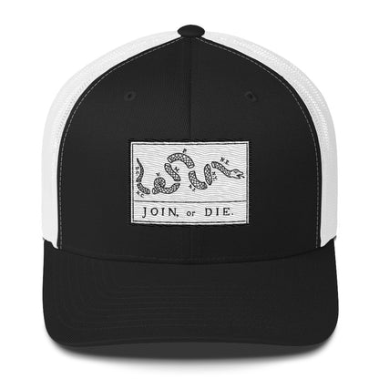 Embroidered “Join or Die" Flag | Retro Trucker Cap Retro Trucker Cap Gun Beaver Black/ White  