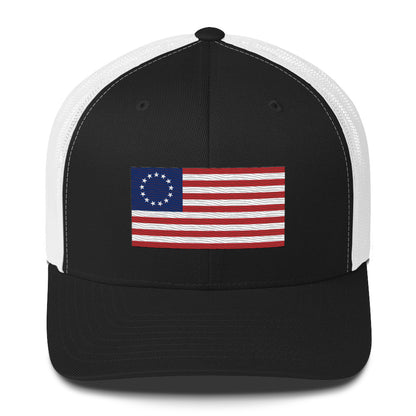 Embroidered Betsy Ross Flag | Retro Trucker Cap Retro Trucker Cap Gun Beaver Black/ White  