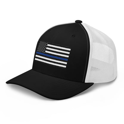 Embroidered Thin Blue Line Flag | Retro Trucker Cap Retro Trucker Cap Gun Beaver   