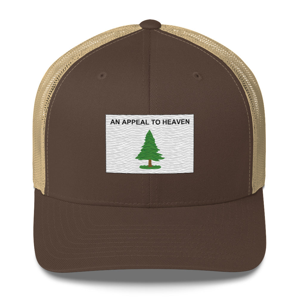 Embroidered "An Appeal to Heaven" Flag | Retro Trucker Cap Retro Trucker Cap Gun Beaver Brown/ Khaki  