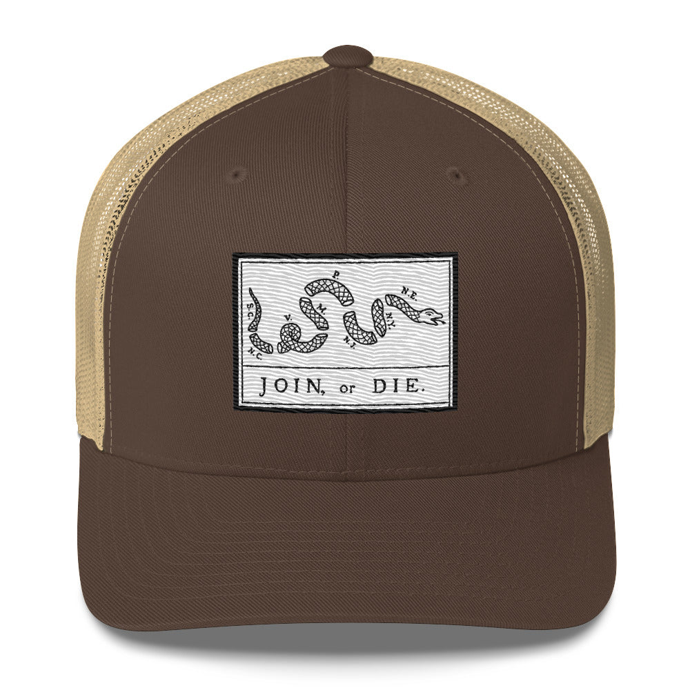 Embroidered “Join or Die" Flag | Retro Trucker Cap Retro Trucker Cap Gun Beaver Brown/ Khaki  