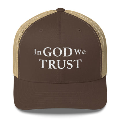 Embroidered "In God We Trust" | Retro Trucker Cap Retro Trucker Cap Gun Beaver Brown/ Khaki  