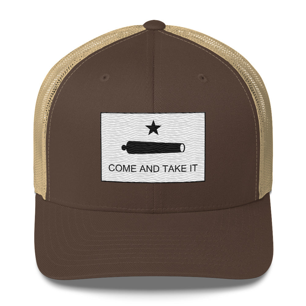 Embroidered "Come and Take It" Gonzales Flag | Retro Trucker Cap Retro Trucker Cap Gun Beaver Brown/ Khaki  