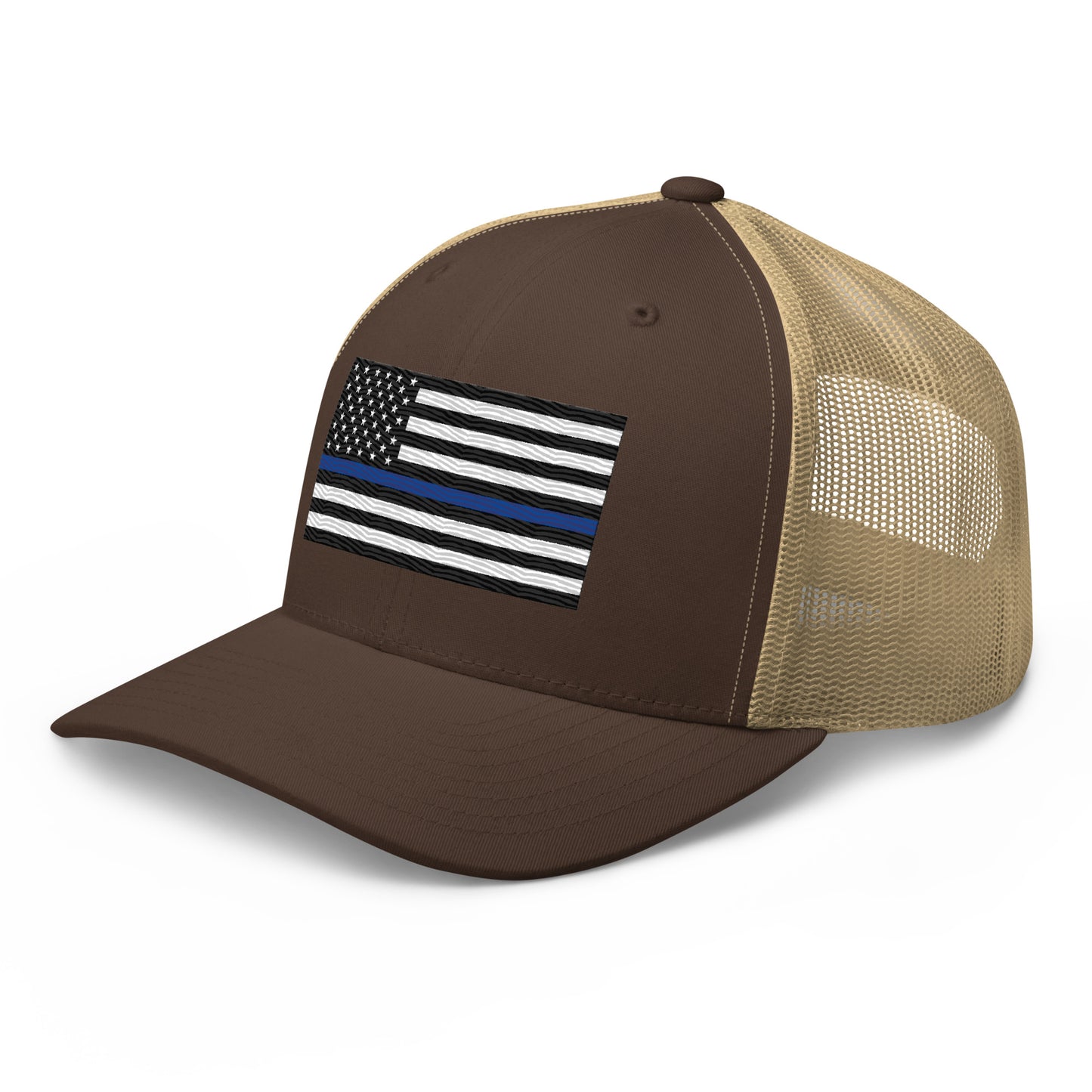 Embroidered Thin Blue Line Flag | Retro Trucker Cap Retro Trucker Cap Gun Beaver   