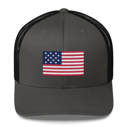 Embroidered 1812 Flag ("The Star-Spangled Banner") | Retro Trucker Cap Retro Trucker Cap Gun Beaver Charcoal/ Black  