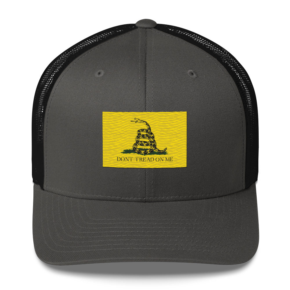 Embroidered "Don't Tread on Me" Gadsden Flag | Retro Trucker Cap Retro Trucker Cap Gun Beaver Charcoal/ Black  