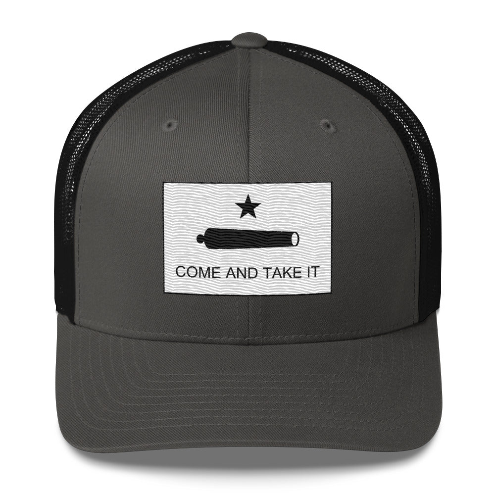 Embroidered "Come and Take It" Gonzales Flag | Retro Trucker Cap Retro Trucker Cap Gun Beaver Charcoal/ Black  