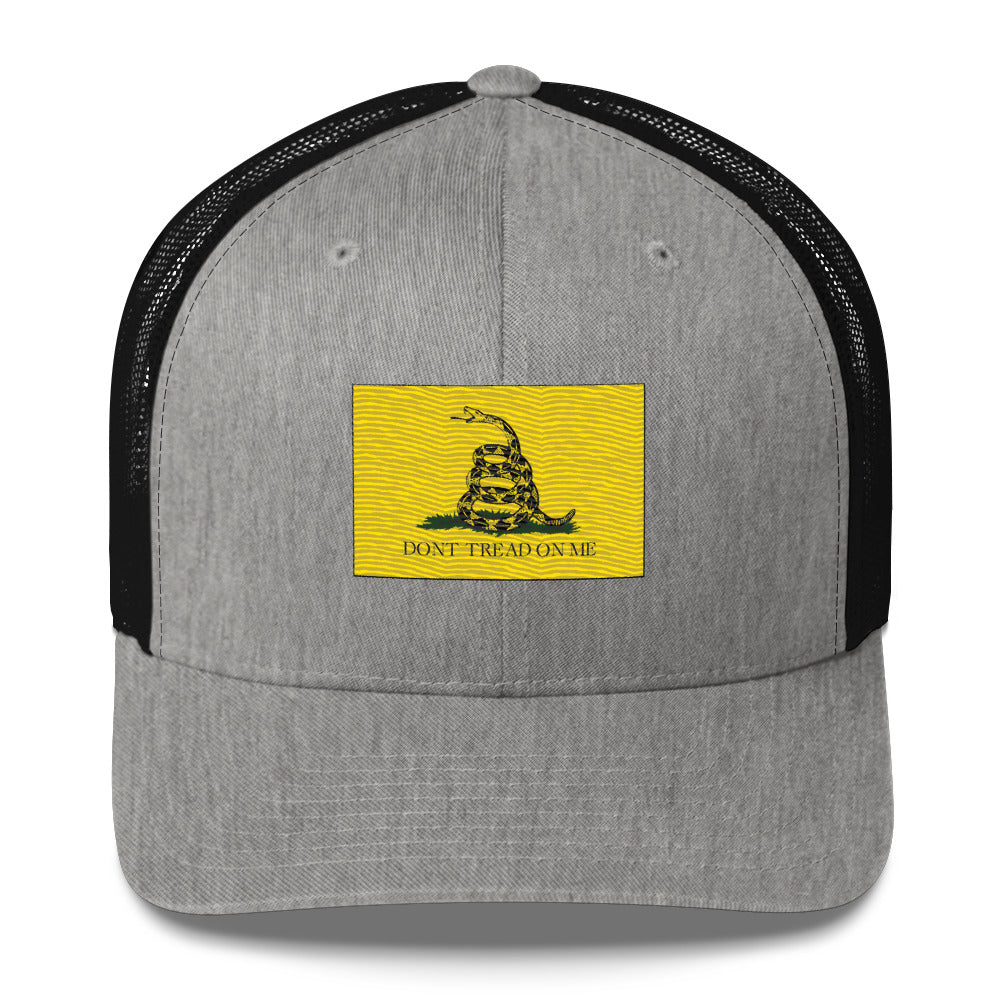 Embroidered "Don't Tread on Me" Gadsden Flag | Retro Trucker Cap Retro Trucker Cap Gun Beaver Heather/ Black  