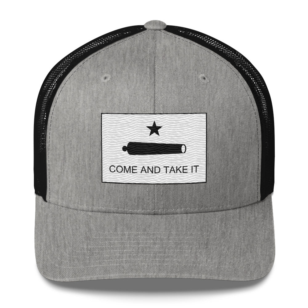 Embroidered "Come and Take It" Gonzales Flag | Retro Trucker Cap Retro Trucker Cap Gun Beaver Heather/ Black  