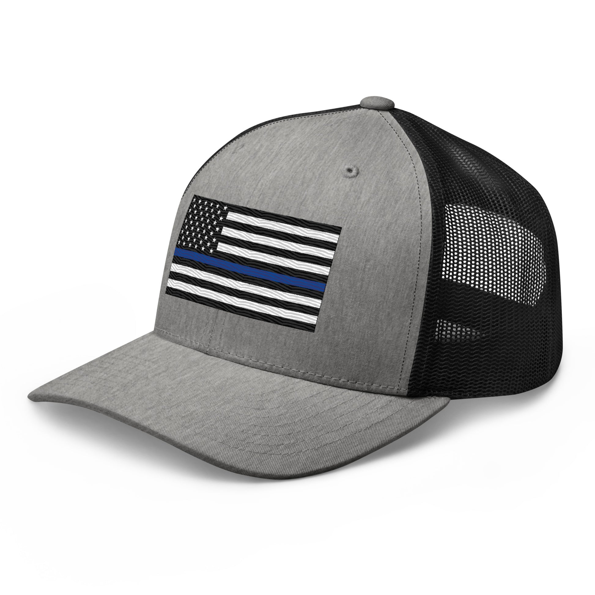 Embroidered Thin Blue Line Flag | Retro Trucker Cap Retro Trucker Cap Gun Beaver   