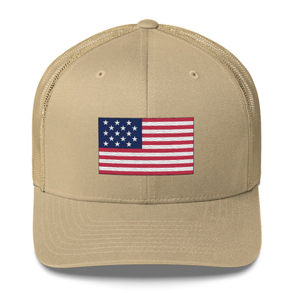 Embroidered 1812 Flag ("The Star-Spangled Banner") | Retro Trucker Cap Retro Trucker Cap Gun Beaver Khaki  