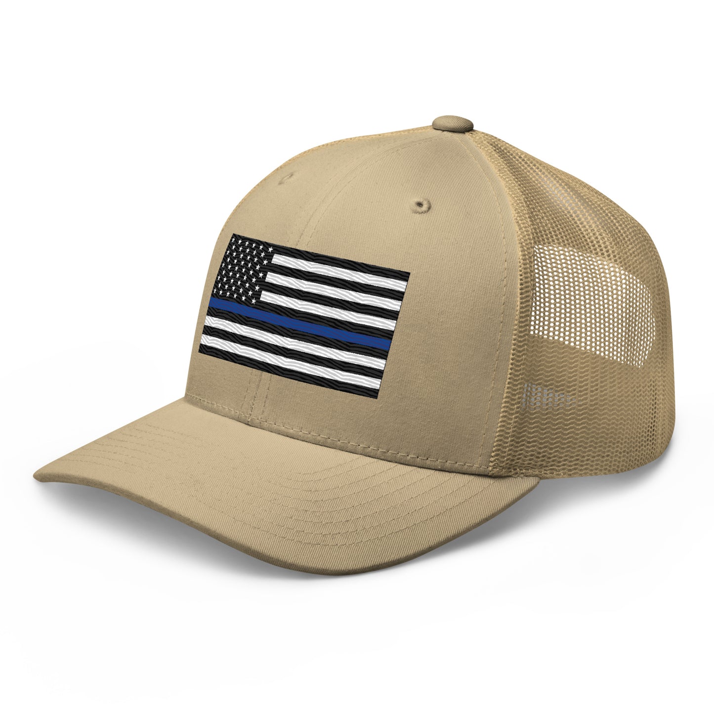 Embroidered Thin Blue Line Flag | Retro Trucker Cap Retro Trucker Cap Gun Beaver   