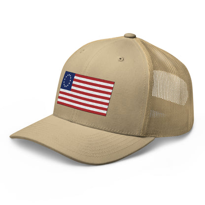 Embroidered Betsy Ross Flag | Retro Trucker Cap Retro Trucker Cap Gun Beaver   