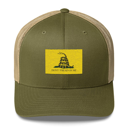 Embroidered "Don't Tread on Me" Gadsden Flag | Retro Trucker Cap Retro Trucker Cap Gun Beaver Moss/ Khaki  