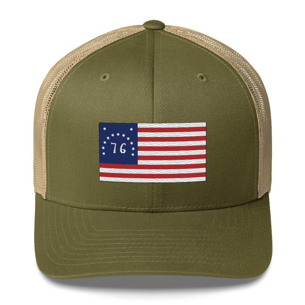 Embroidered Bennington Flag | Retro Trucker Cap Retro Trucker Cap Gun Beaver Moss/ Khaki  