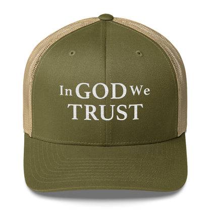 Embroidered "In God We Trust" | Retro Trucker Cap Retro Trucker Cap Gun Beaver Moss/ Khaki  