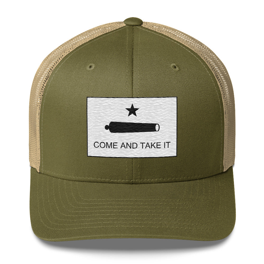 Embroidered "Come and Take It" Gonzales Flag | Retro Trucker Cap Retro Trucker Cap Gun Beaver Moss/ Khaki  