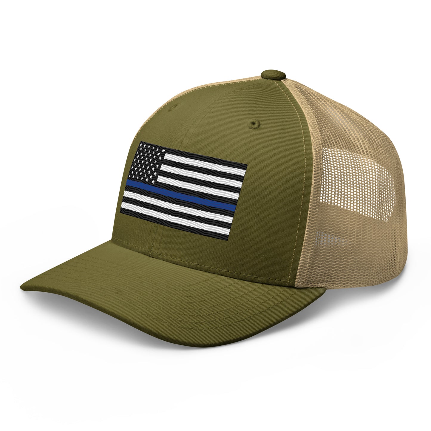 Embroidered Thin Blue Line Flag | Retro Trucker Cap Retro Trucker Cap Gun Beaver   