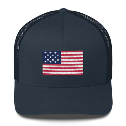 Embroidered 1812 Flag ("The Star-Spangled Banner") | Retro Trucker Cap Retro Trucker Cap Gun Beaver Navy  