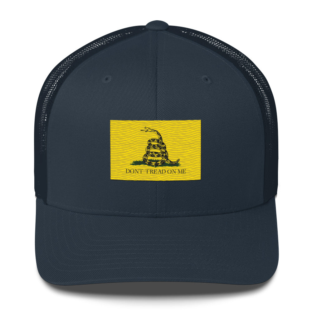 Embroidered "Don't Tread on Me" Gadsden Flag | Retro Trucker Cap Retro Trucker Cap Gun Beaver Navy  