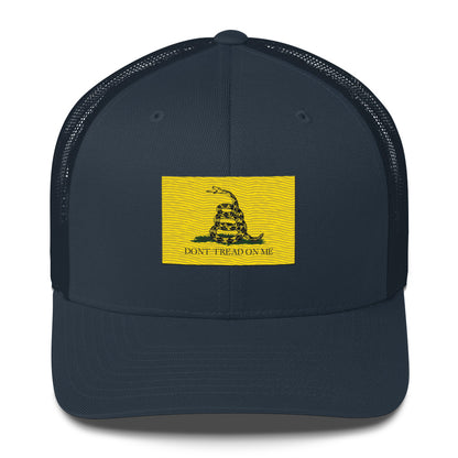 Embroidered "Don't Tread on Me" Gadsden Flag | Retro Trucker Cap Retro Trucker Cap Gun Beaver Navy  