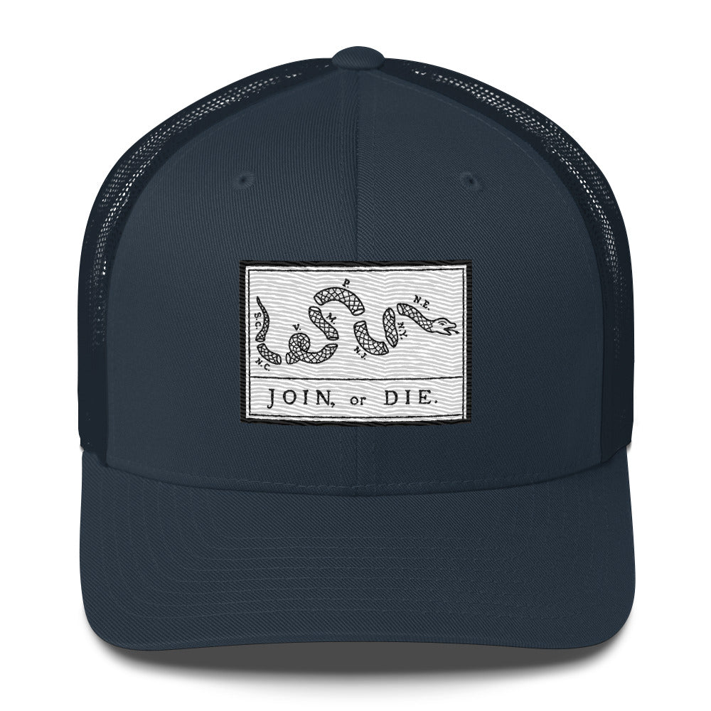 Embroidered “Join or Die" Flag | Retro Trucker Cap Retro Trucker Cap Gun Beaver Navy  