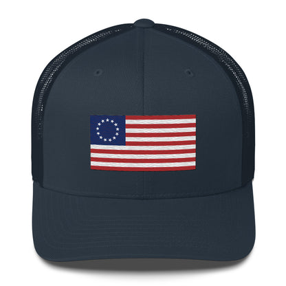 Embroidered Betsy Ross Flag | Retro Trucker Cap Retro Trucker Cap Gun Beaver Navy  