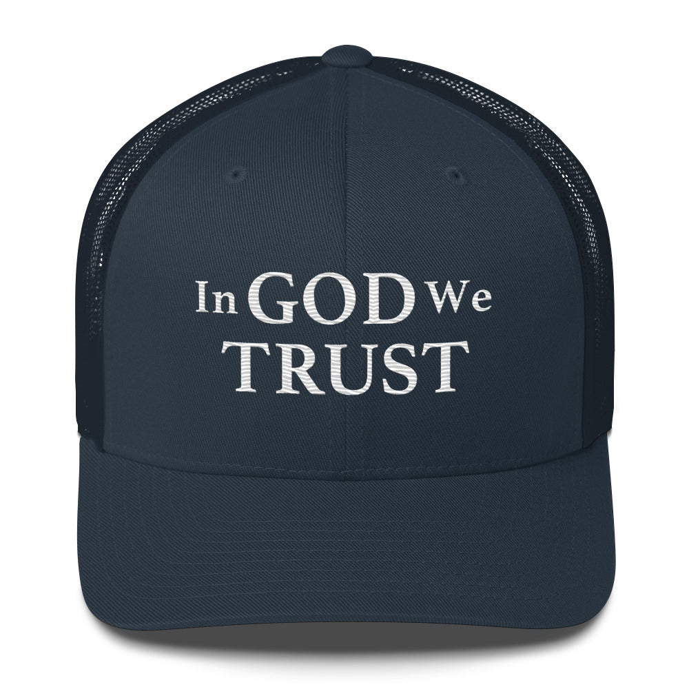 Embroidered "In God We Trust" | Retro Trucker Cap Retro Trucker Cap Gun Beaver Navy  