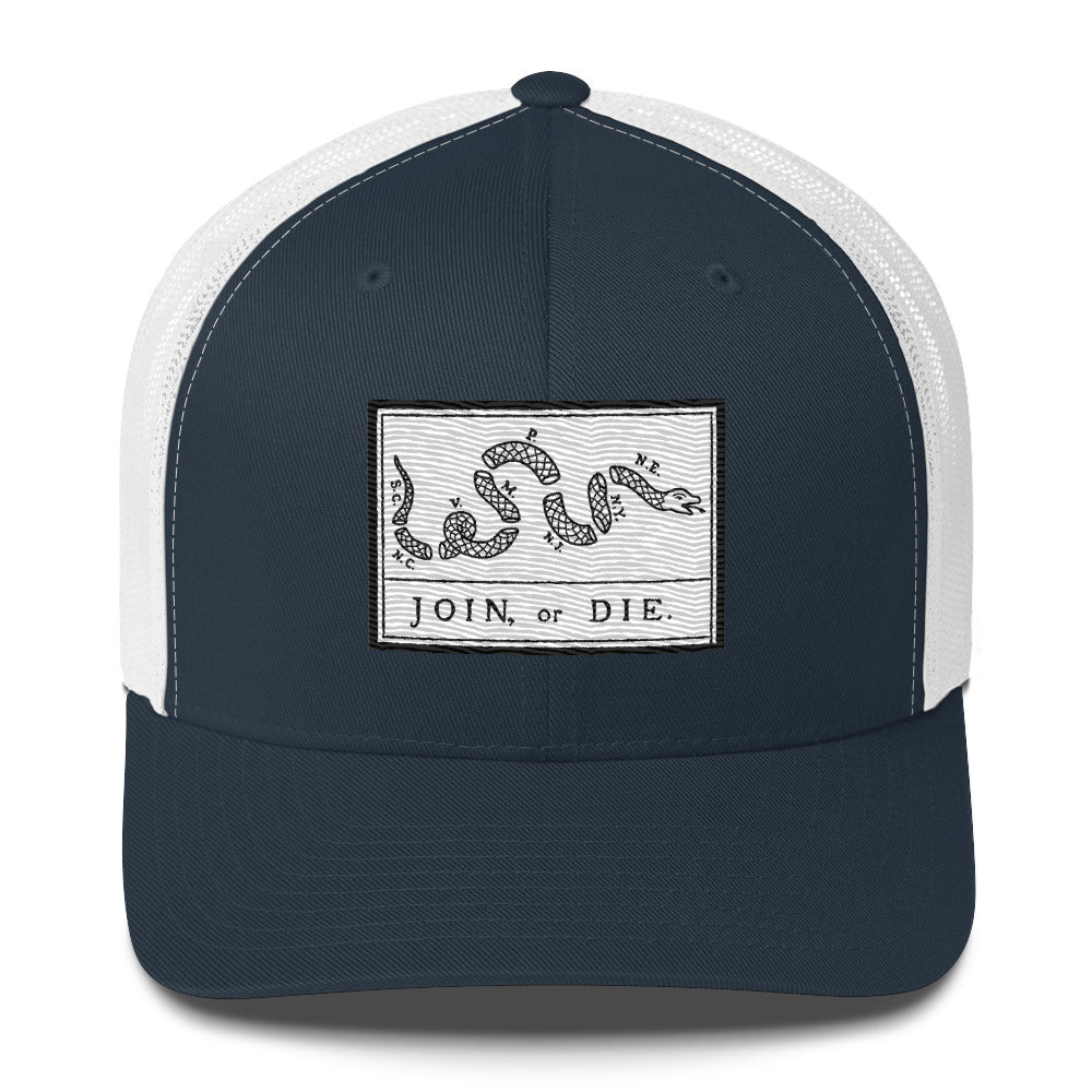 Embroidered “Join or Die" Flag | Retro Trucker Cap Retro Trucker Cap Gun Beaver Navy/ White  