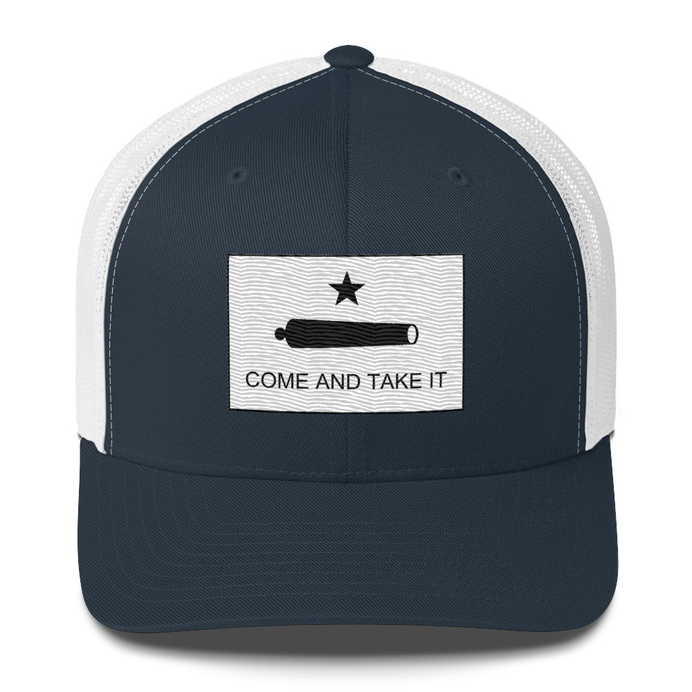 Embroidered "Come and Take It" Gonzales Flag | Retro Trucker Cap Retro Trucker Cap Gun Beaver Navy/ White  