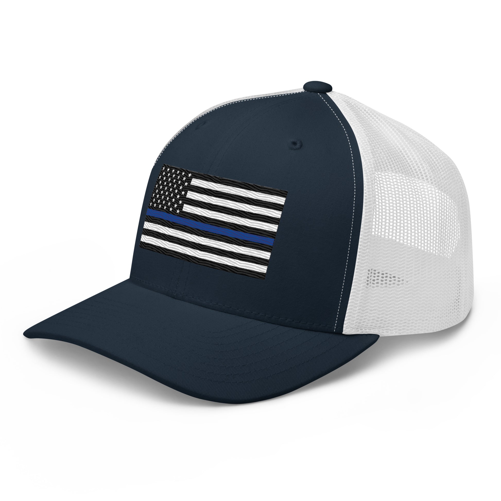 Embroidered Thin Blue Line Flag | Retro Trucker Cap Retro Trucker Cap Gun Beaver   