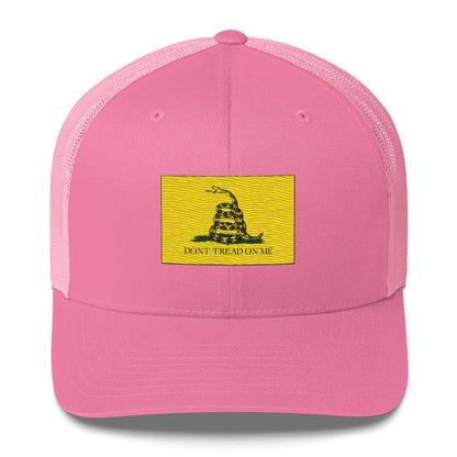 Embroidered "Don't Tread on Me" Gadsden Flag | Retro Trucker Cap Retro Trucker Cap Gun Beaver Pink  