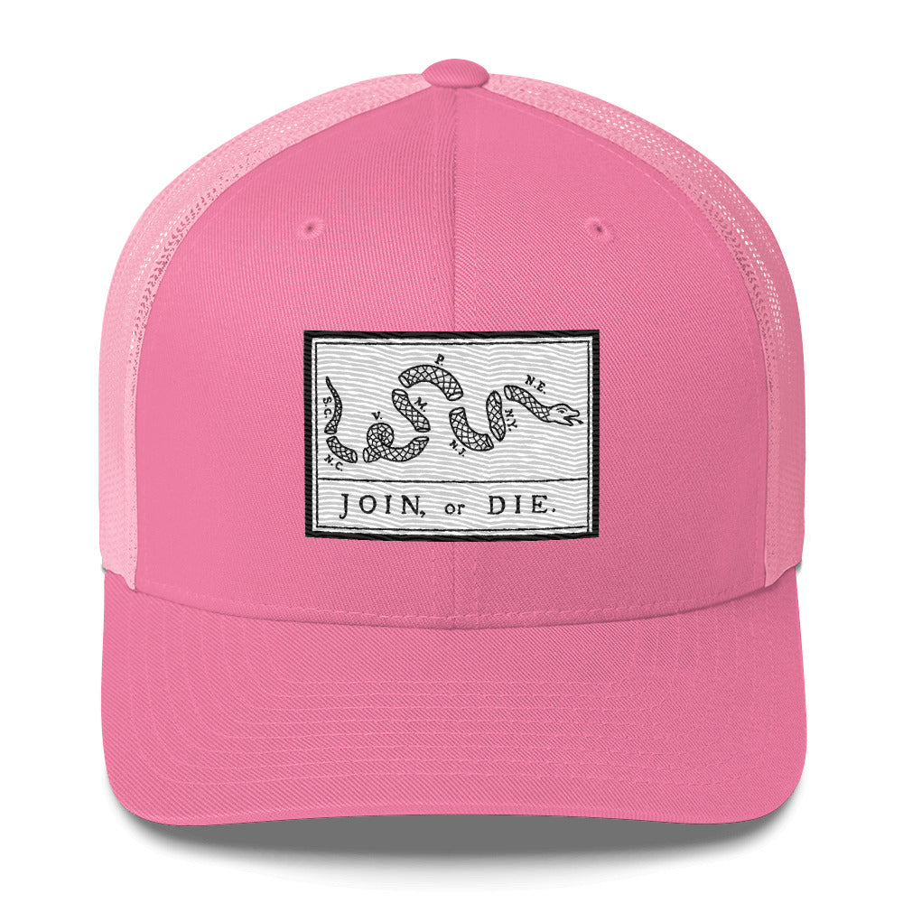 Embroidered “Join or Die" Flag | Retro Trucker Cap Retro Trucker Cap Gun Beaver Pink  