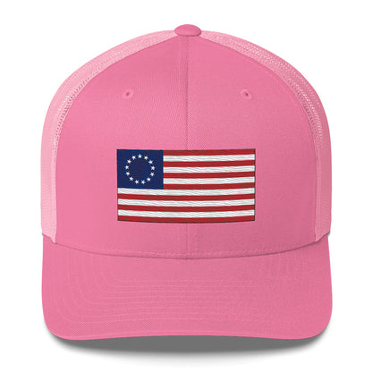 Embroidered Betsy Ross Flag | Retro Trucker Cap Retro Trucker Cap Gun Beaver Pink  