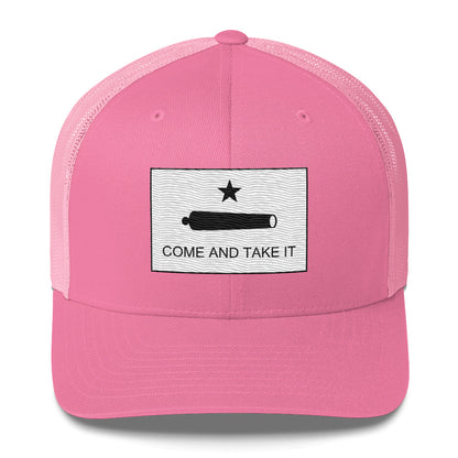 Embroidered "Come and Take It" Gonzales Flag | Retro Trucker Cap Retro Trucker Cap Gun Beaver Pink  