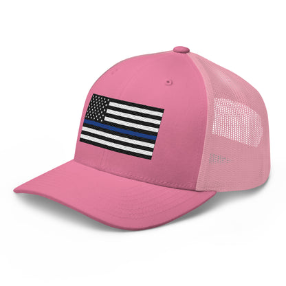 Embroidered Thin Blue Line Flag | Retro Trucker Cap Retro Trucker Cap Gun Beaver   