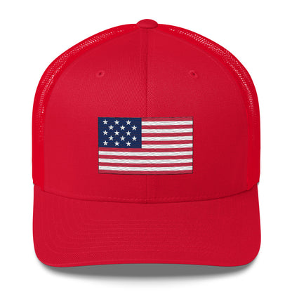 Embroidered 1812 Flag ("The Star-Spangled Banner") | Retro Trucker Cap Retro Trucker Cap Gun Beaver Red  