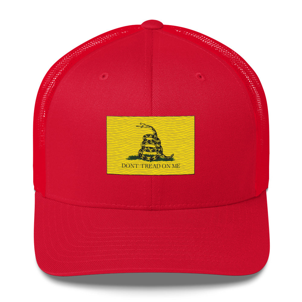 Embroidered "Don't Tread on Me" Gadsden Flag | Retro Trucker Cap Retro Trucker Cap Gun Beaver Red  