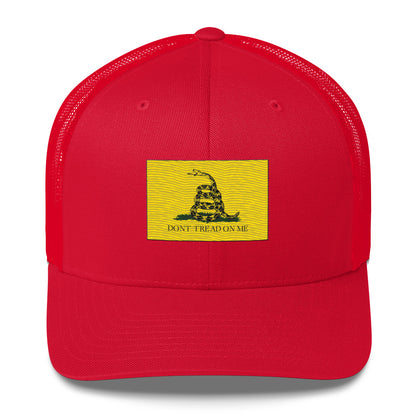 Embroidered "Don't Tread on Me" Gadsden Flag | Retro Trucker Cap Retro Trucker Cap Gun Beaver Red  