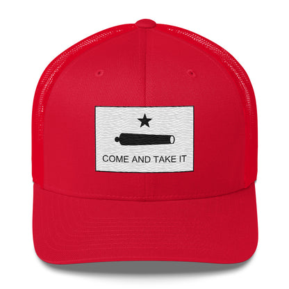 Embroidered "Come and Take It" Gonzales Flag | Retro Trucker Cap Retro Trucker Cap Gun Beaver Red  