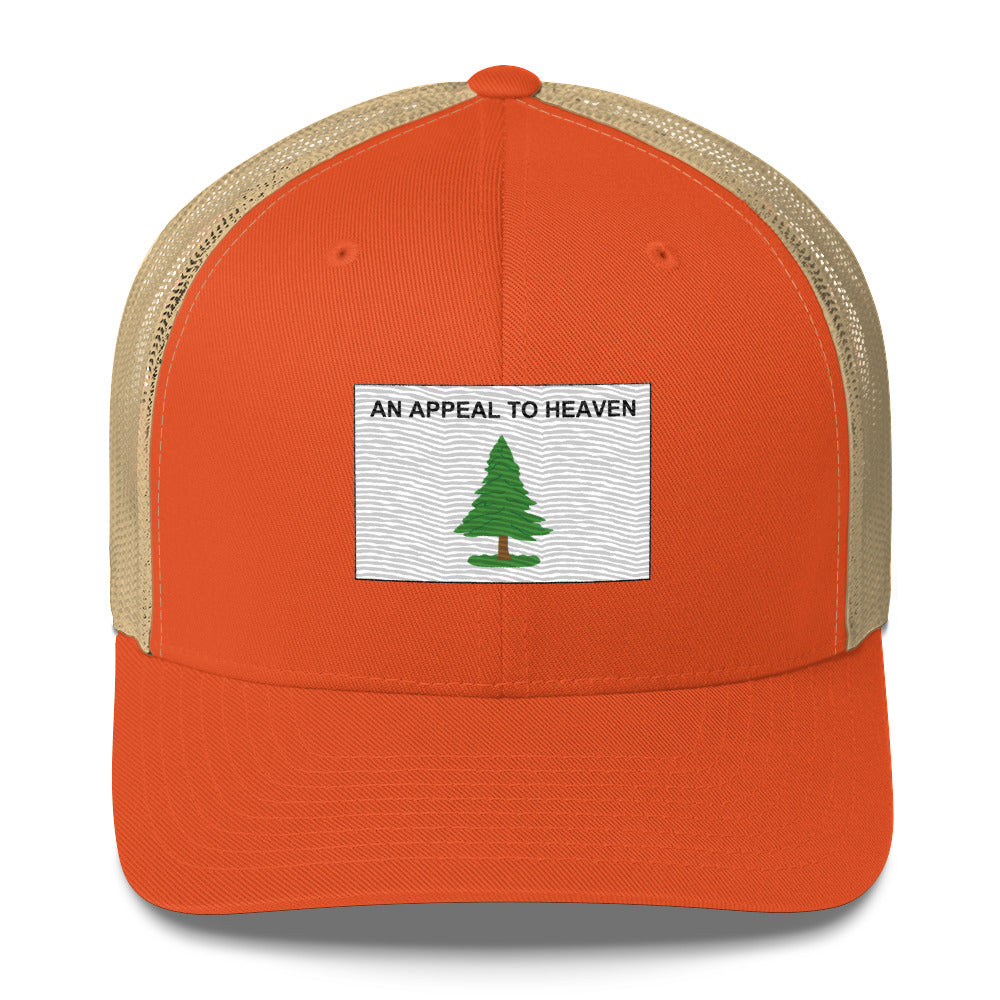 Embroidered "An Appeal to Heaven" Flag | Retro Trucker Cap Retro Trucker Cap Gun Beaver Rustic Orange/ Khaki  