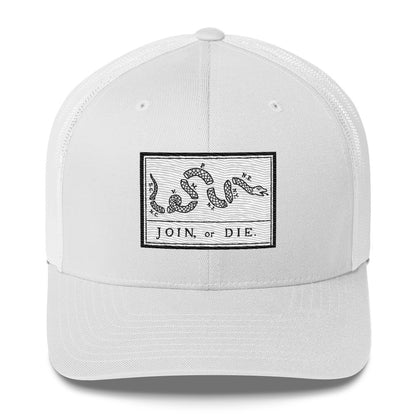 Embroidered “Join or Die" Flag | Retro Trucker Cap Retro Trucker Cap Gun Beaver White  