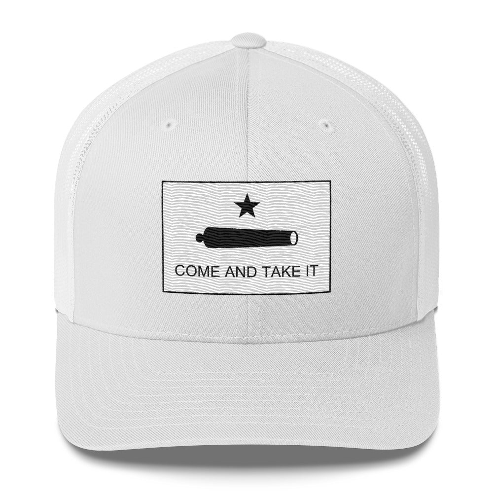 Embroidered "Come and Take It" Gonzales Flag | Retro Trucker Cap Retro Trucker Cap Gun Beaver White  