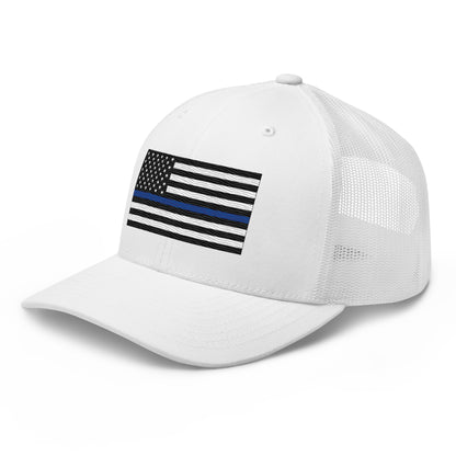 Embroidered Thin Blue Line Flag | Retro Trucker Cap Retro Trucker Cap Gun Beaver   