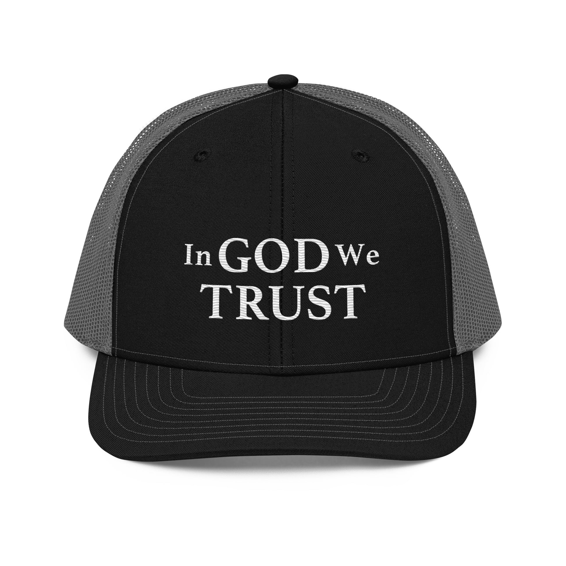 Embroidered "In God We Trust" | Snapback Trucker Cap | Richardson 112 Richardson 112 Gun Beaver Black / Charcoal  