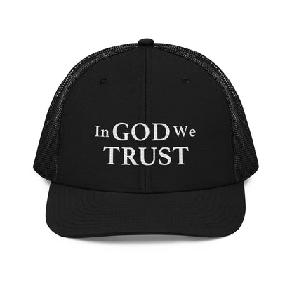 Embroidered "In God We Trust" | Snapback Trucker Cap | Richardson 112 Richardson 112 Gun Beaver Black  