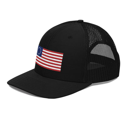 Embroidered Betsy Ross Flag | Snapback Trucker Cap | Richardson 112 Richardson 112 Gun Beaver   