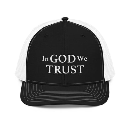 Embroidered "In God We Trust" | Snapback Trucker Cap | Richardson 112 Richardson 112 Gun Beaver Black / White  