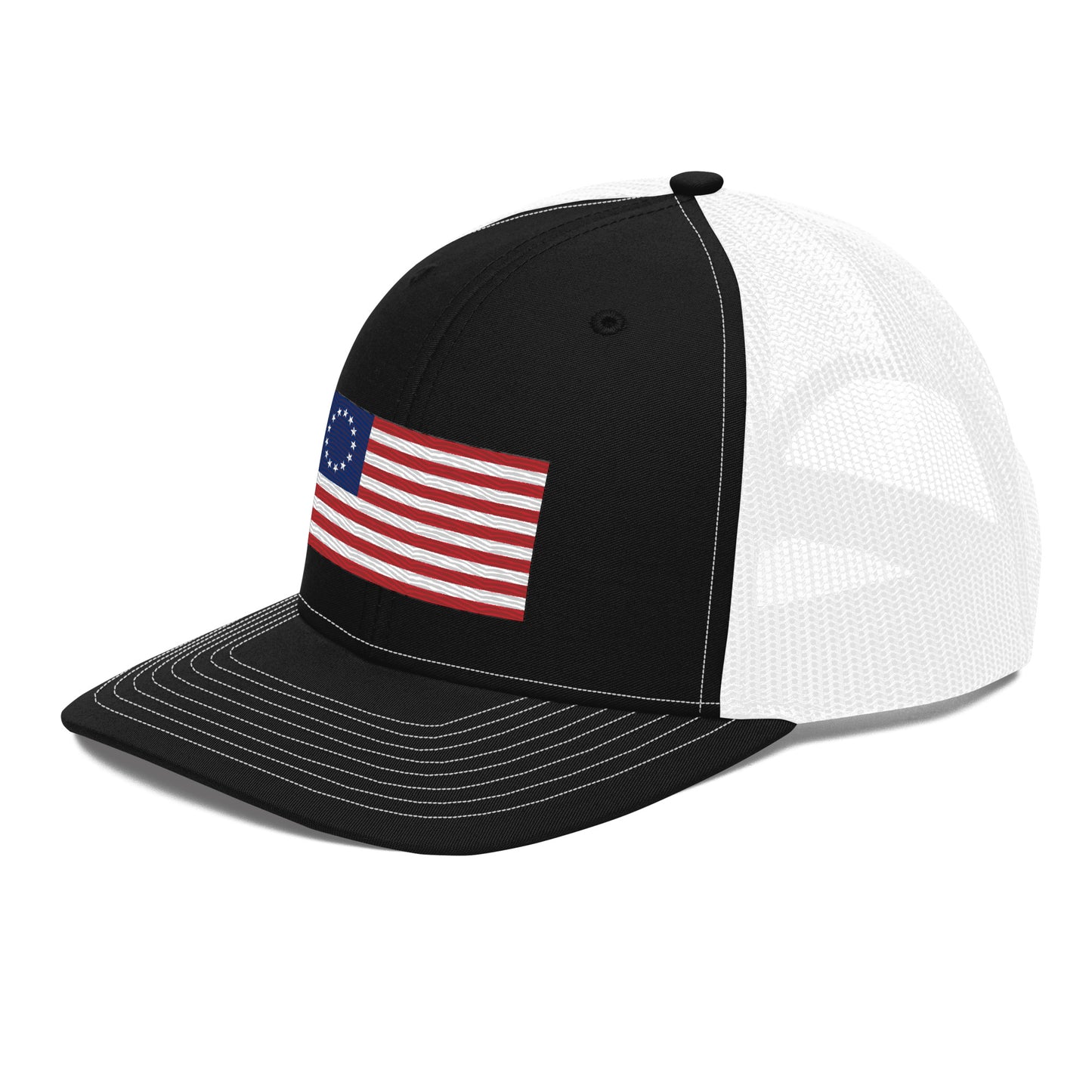 Embroidered Betsy Ross Flag | Snapback Trucker Cap | Richardson 112 Richardson 112 Gun Beaver   